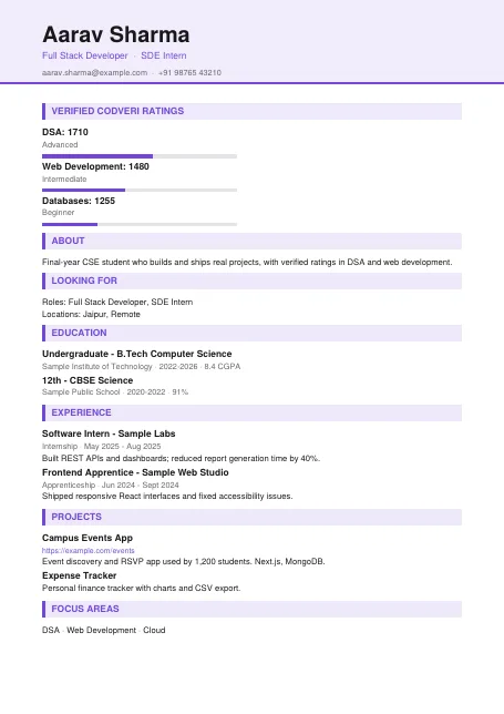 Aurora résumé template preview