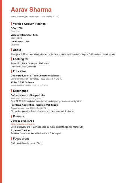 Bold résumé template preview