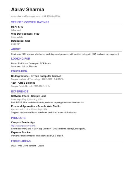 Classic résumé template preview