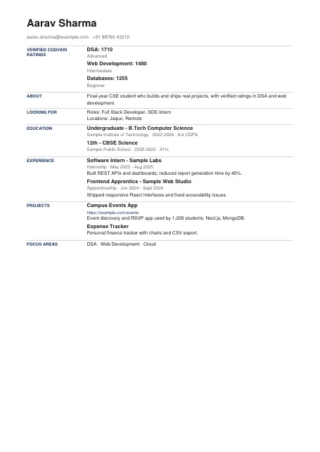 Compact (one page) résumé template preview