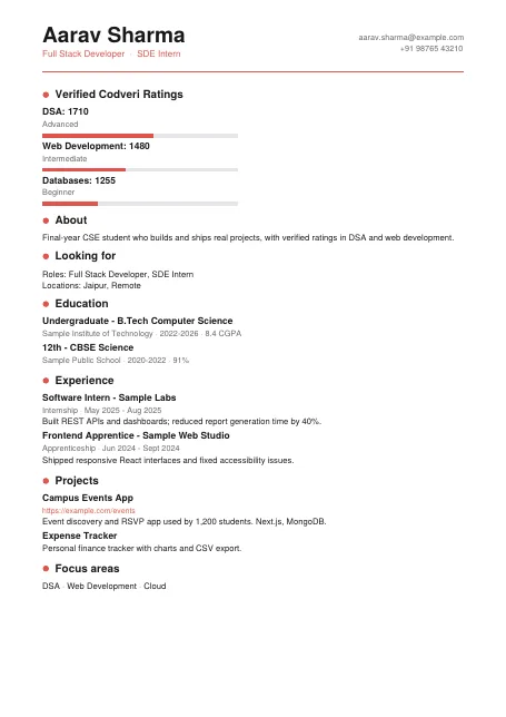 Coral Split résumé template preview