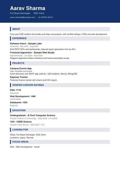Corporate résumé template preview
