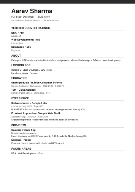 Graphite résumé template preview