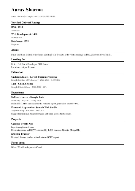 Minimal (ATS-friendly) résumé template preview