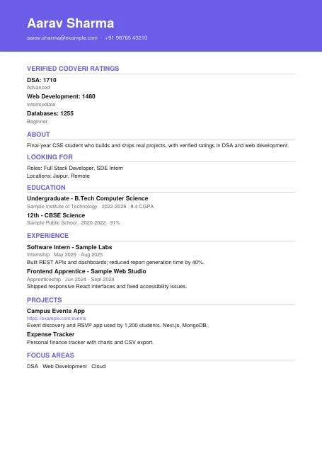 Modern résumé template preview