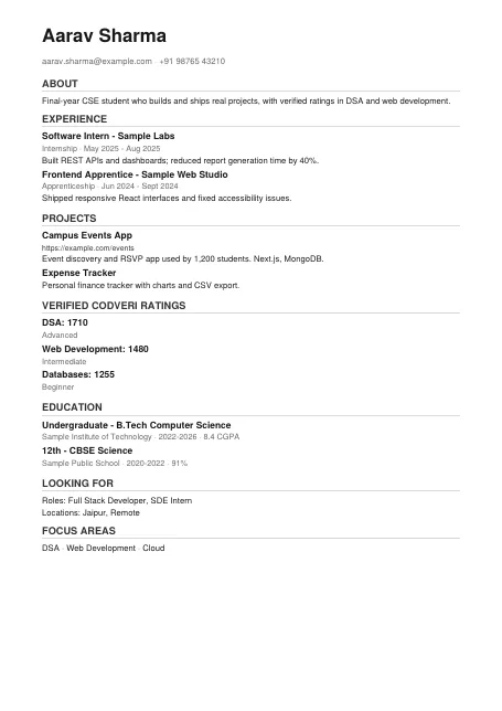 Professional (experience first) résumé template preview