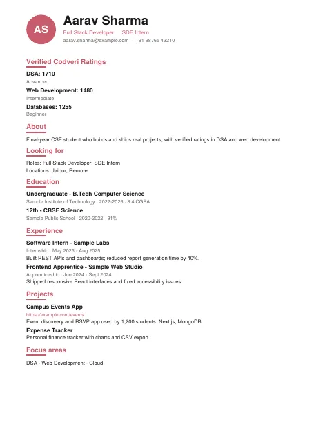 Rose Gold résumé template preview