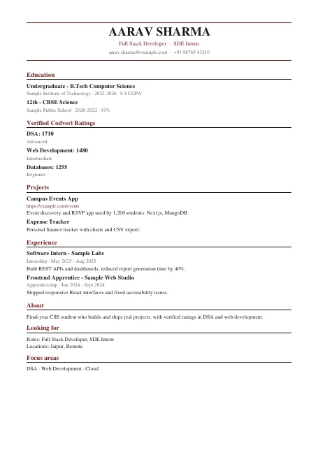 Scholar (academic) résumé template preview