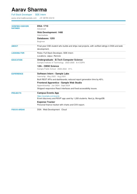 Skyline (one page) résumé template preview